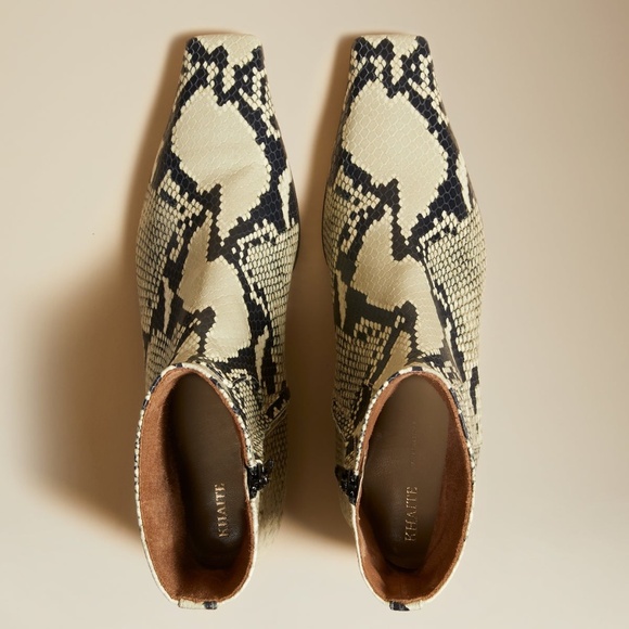 Python Snake Print Leather Ankle Boots Size 37 6.5 / Anonymous Acne Khaite - Picture 7 of 7